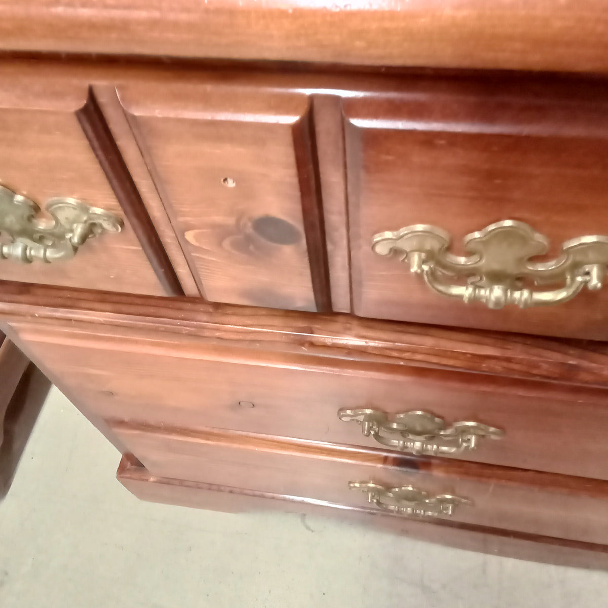 57.5"W Knotty Pine Dresser with Mirror