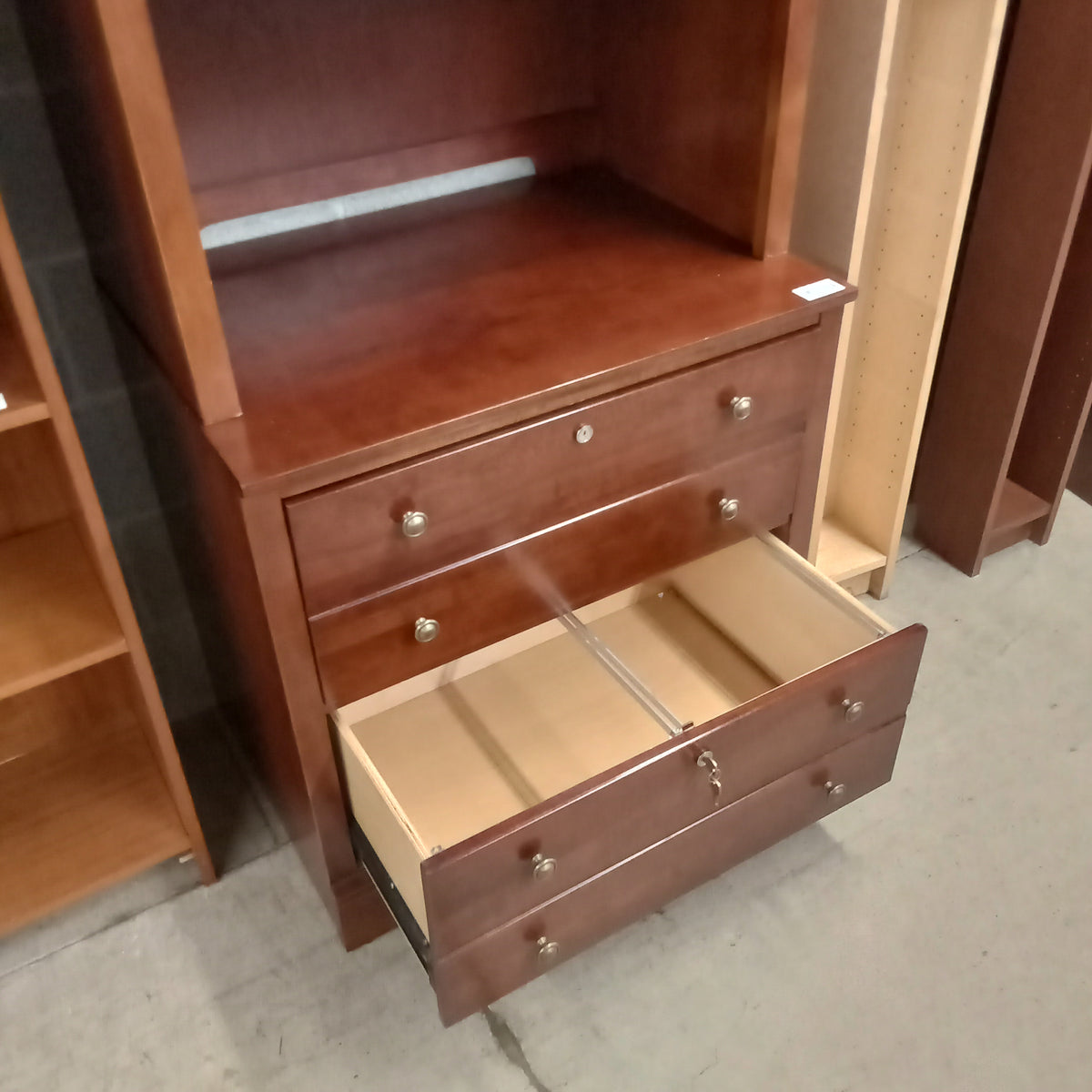 30.5"W 2-Piece Solid Wood Bookcase with Lower Filing Drawers