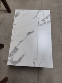 Lift Top Coffee Table w/ Hidden Storage Compartment Floating White Marble-Look