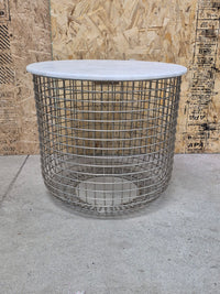 Basket Side table with White Marble Top