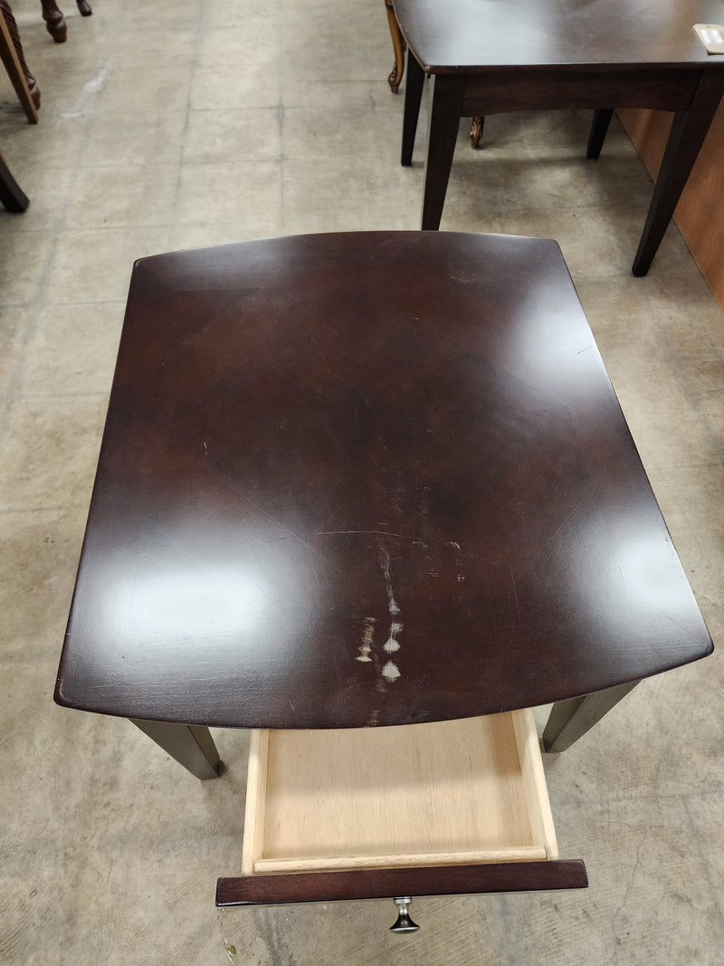 Dark Wood Side Table with 1 Drawer