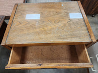 Mission Oak 2 Drawer Nightstand with Glass Top