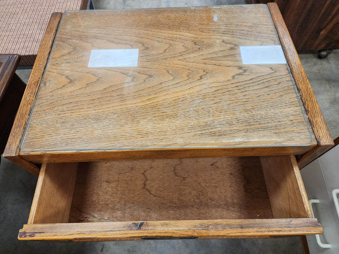 Mission Oak 2 Drawer Nightstand with Glass Top