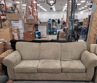 Beige Suede-Style 3-Seater Sofa