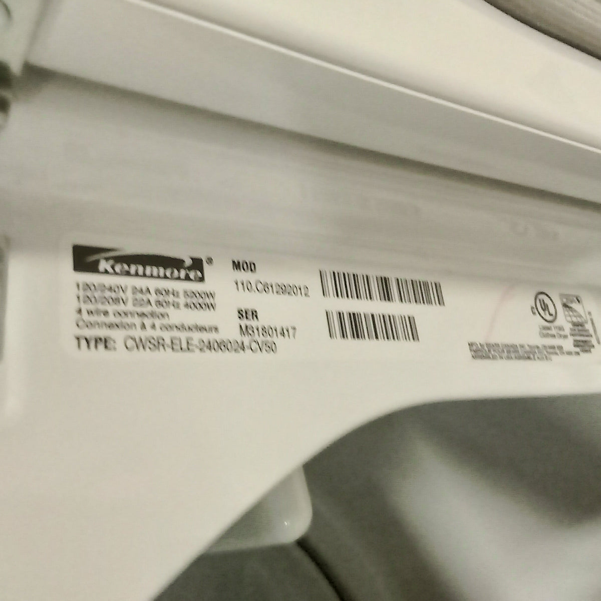 29"W Front Load Electric Dryer