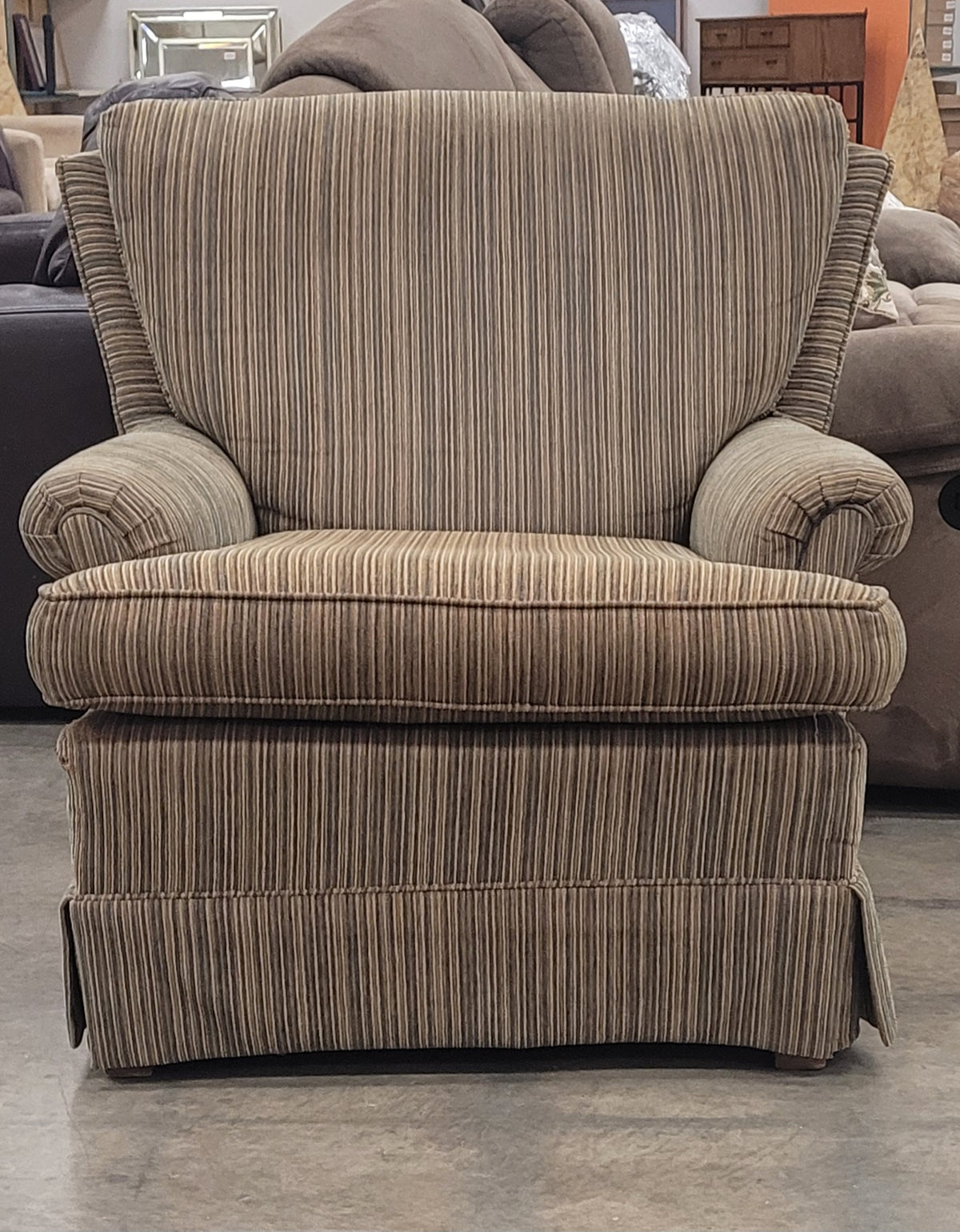 Brown Striped Accent Chair