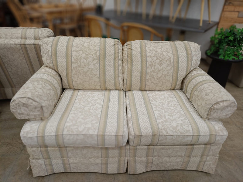 Floral Pattern Latte Colored Loveseat