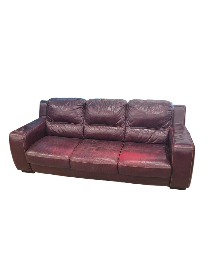 Dark Cherry Red Leather Sofa