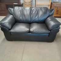 62"W Love Seat in Black Faux Leather