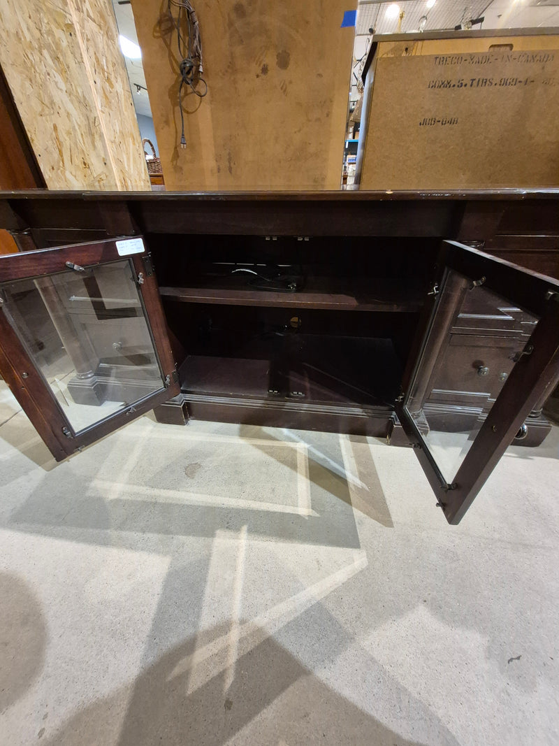 68"W TV Stand with Glass Doors and Drawers
