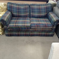 63"W Love Seat in Tartan Fabric