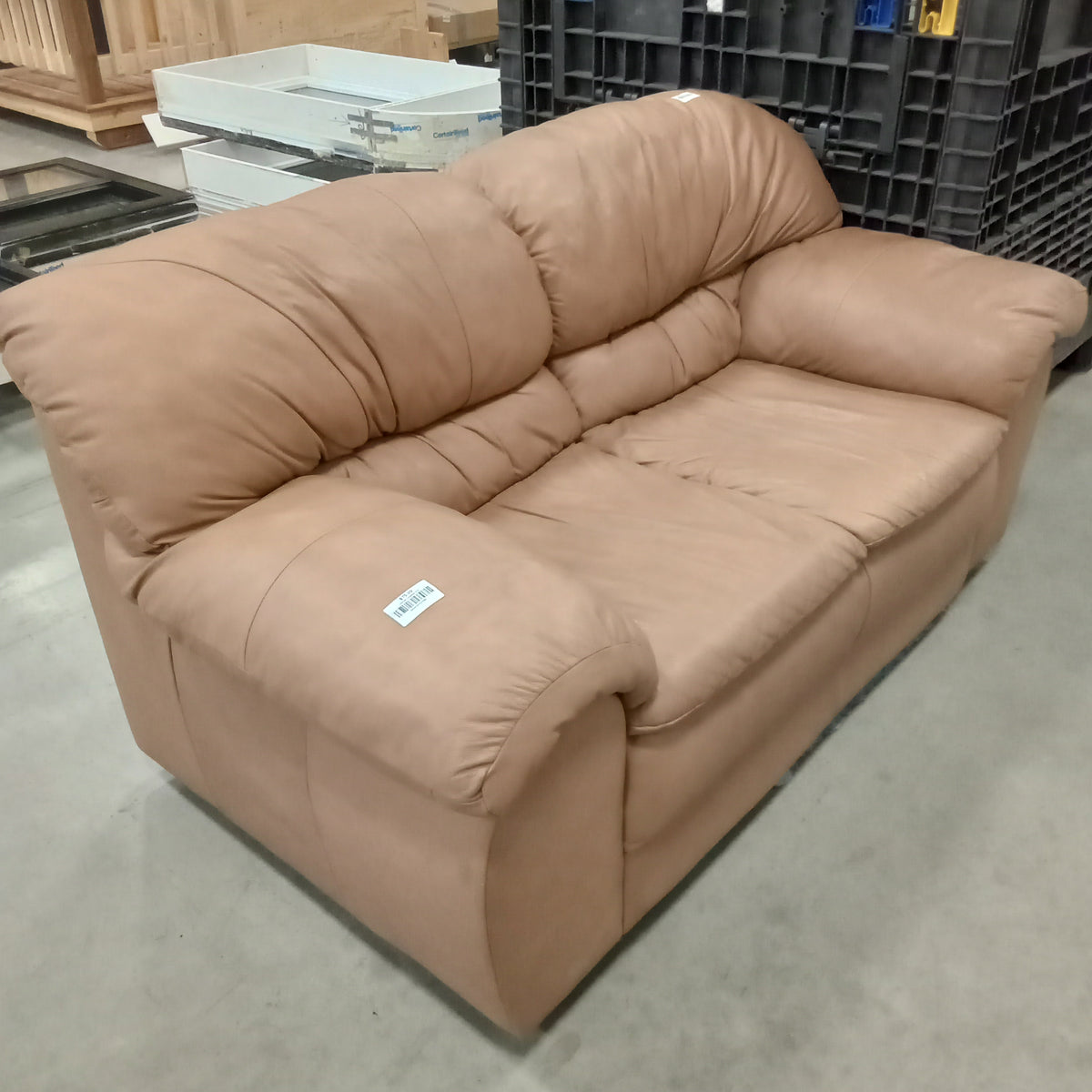 64"W Leather Love Seat in Brown