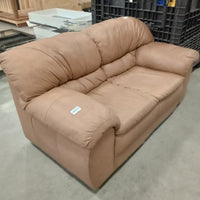 64"W Leather Love Seat in Brown