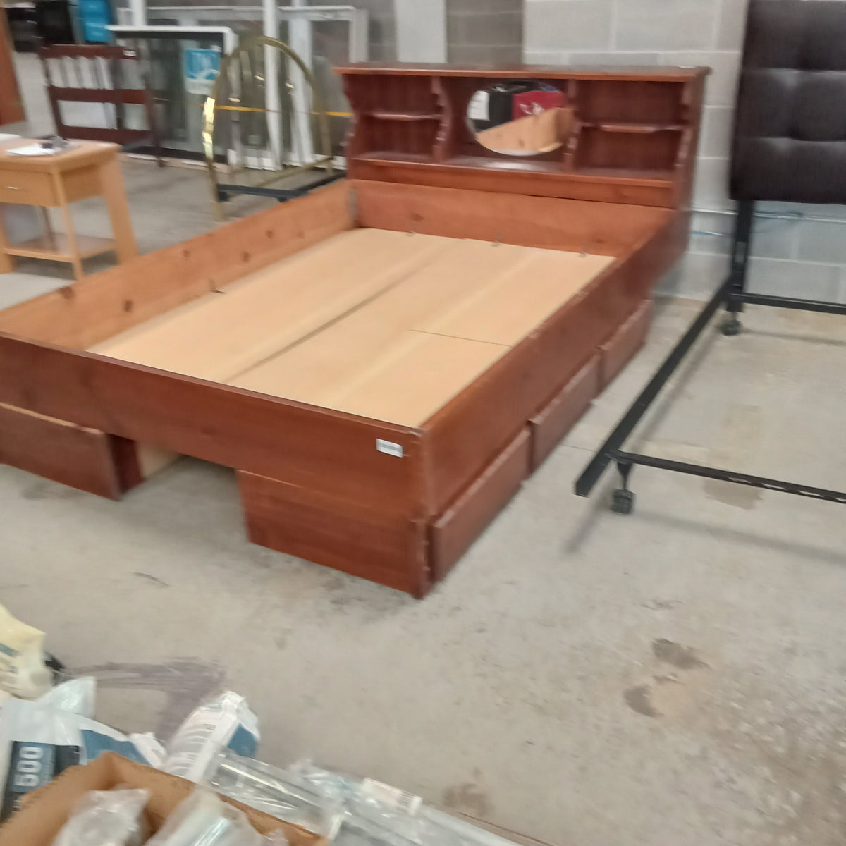 64"W Wooden Bed Frame with Storage - Queen