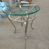 24"Diameter Side Table with Glass Top