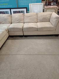 128"W Trombone Velour Fabric Sectional Sofa