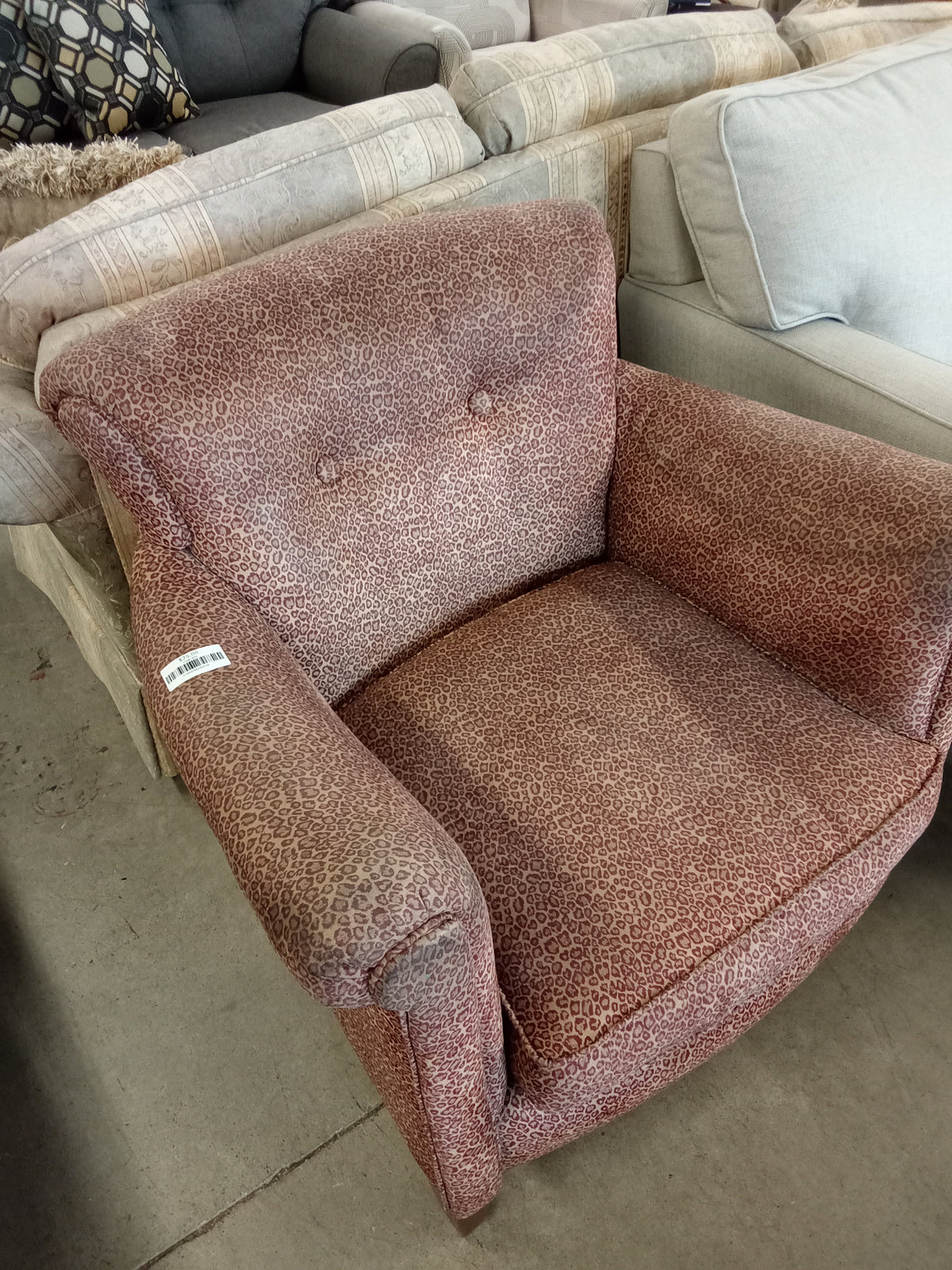 35"W Leopard Print Armchair