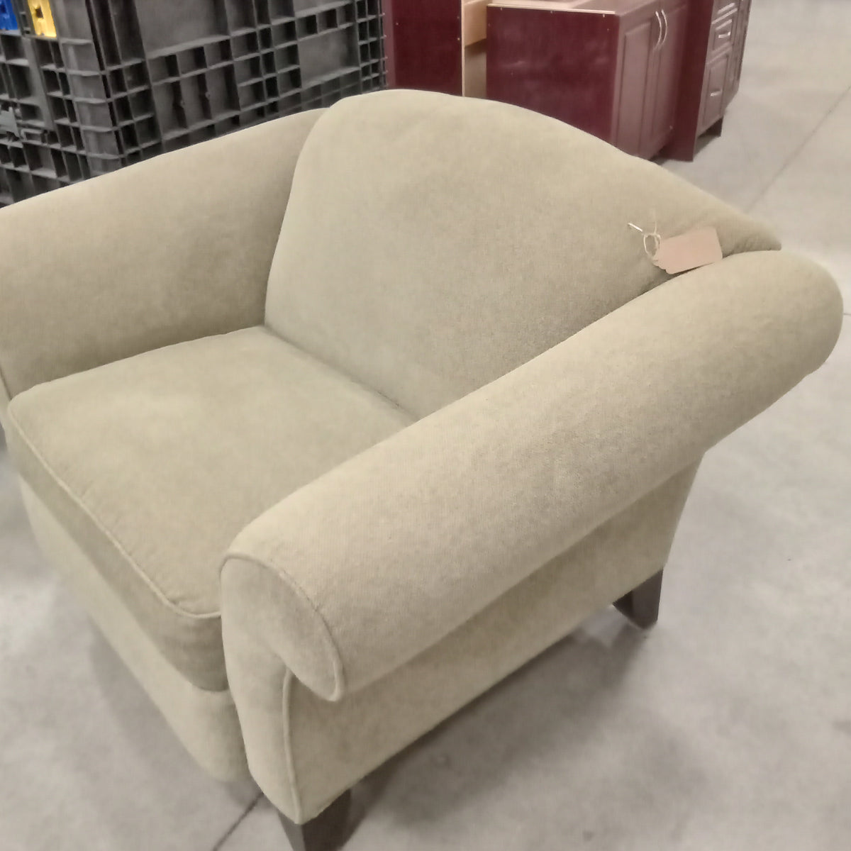 53"W Beige Fabric Armchair