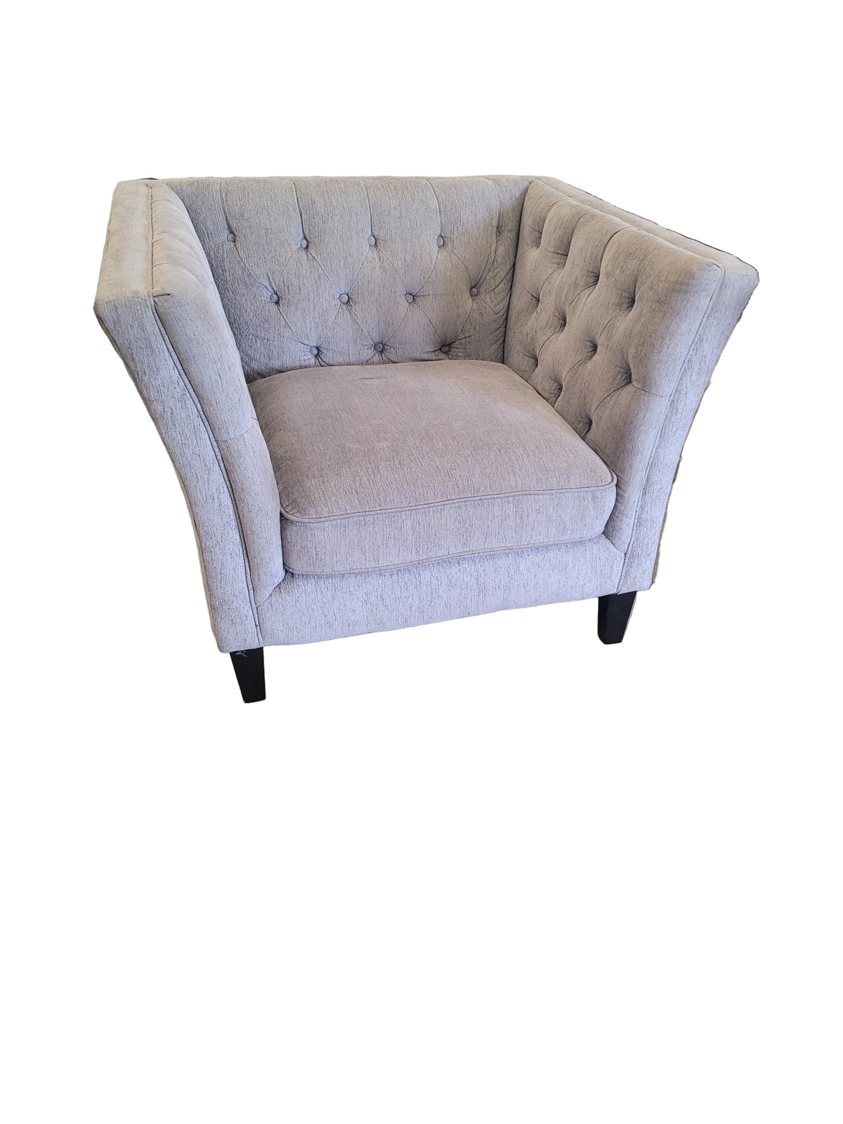 Light Grey Tufted Club Chair
