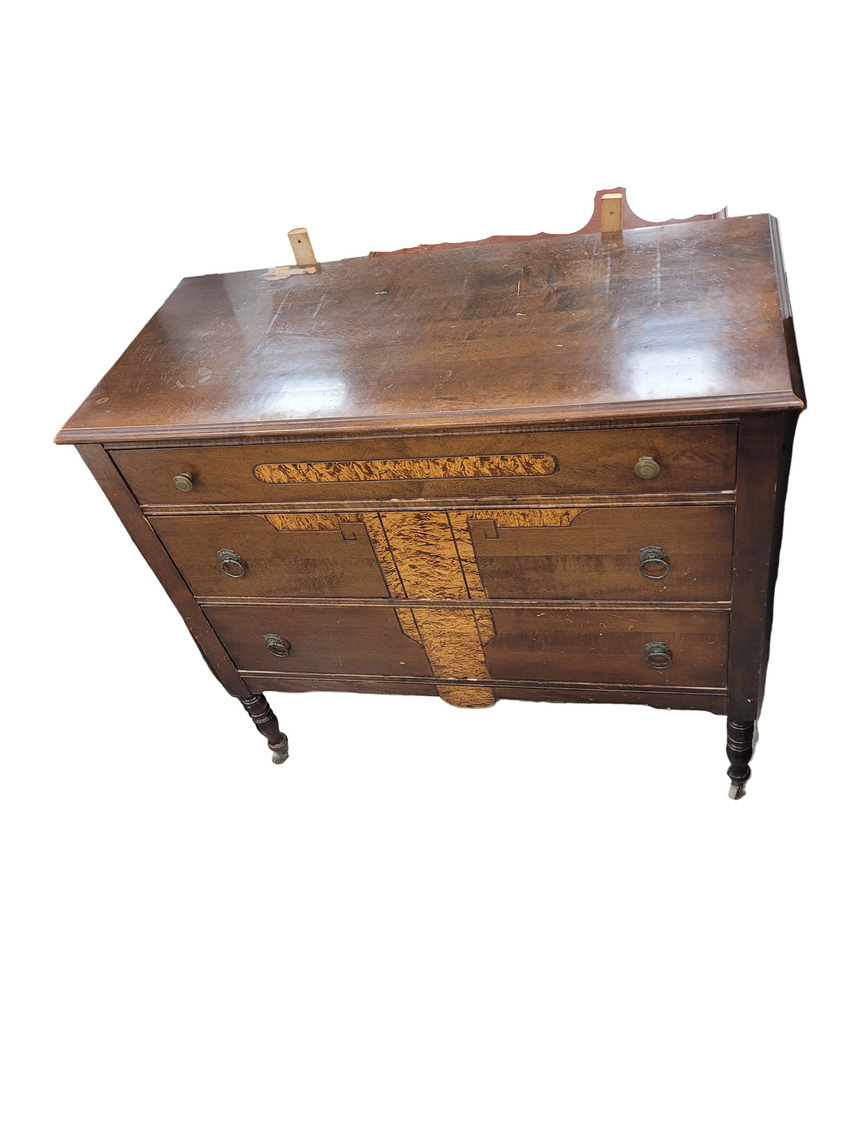 Waterfall Art Deco Dresser W/Mirror