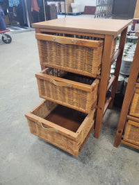 3-Drawer Wicker Basket Storage Towers