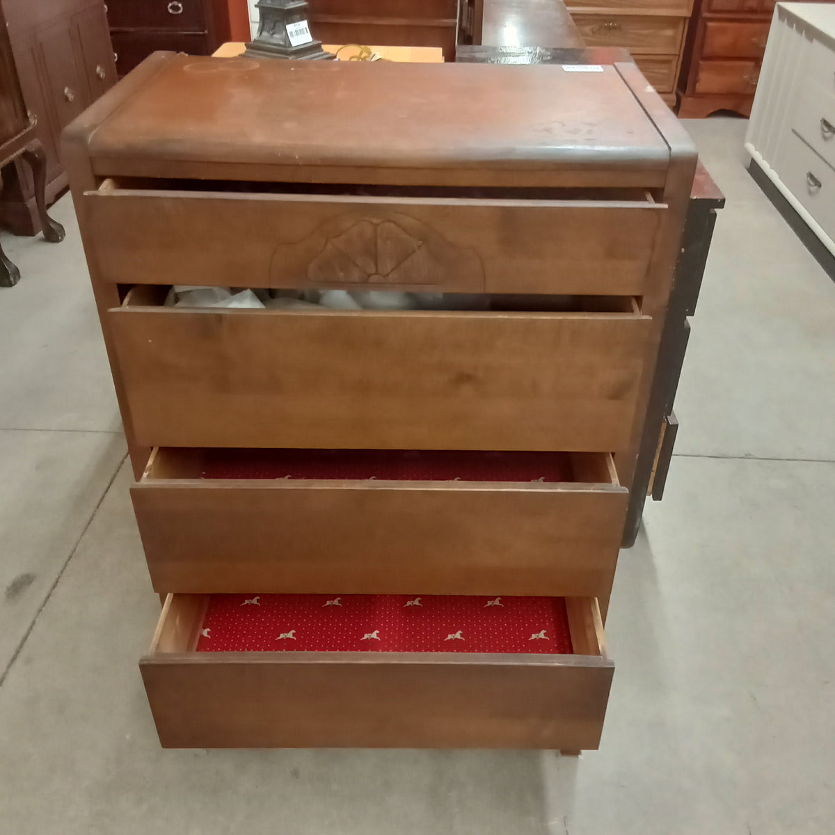 28"W Vintage Wooden 4-Drawer Dresser
