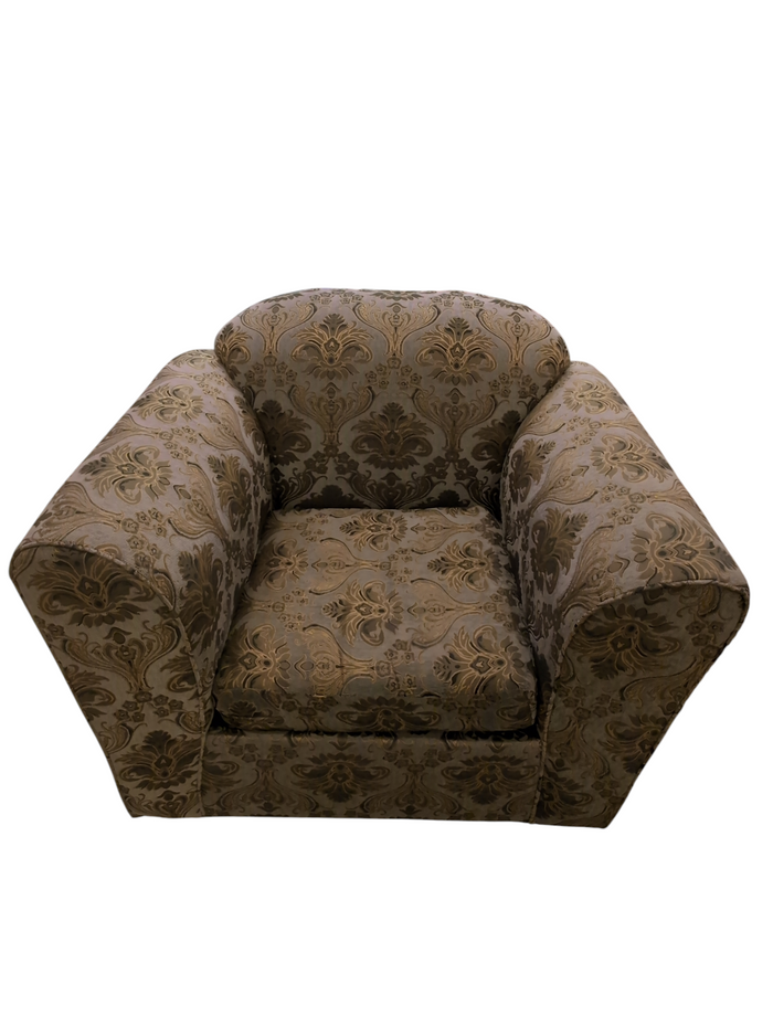 Muted Olive Green Damask Pattern Woven Fabric Armchair Sofa #ES3