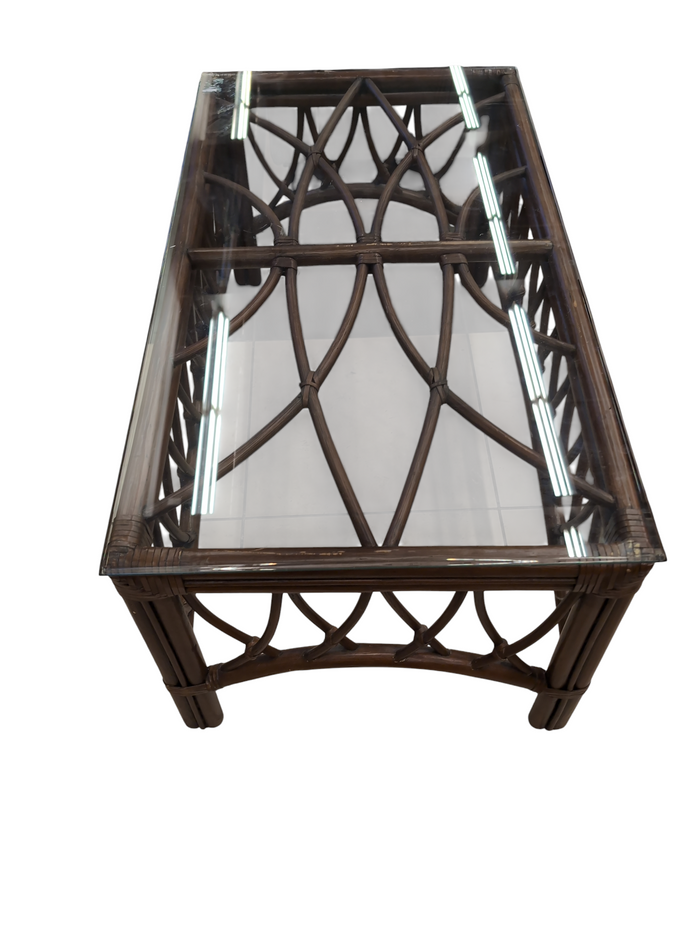 Walnut Coffee Table w/ Glass Top