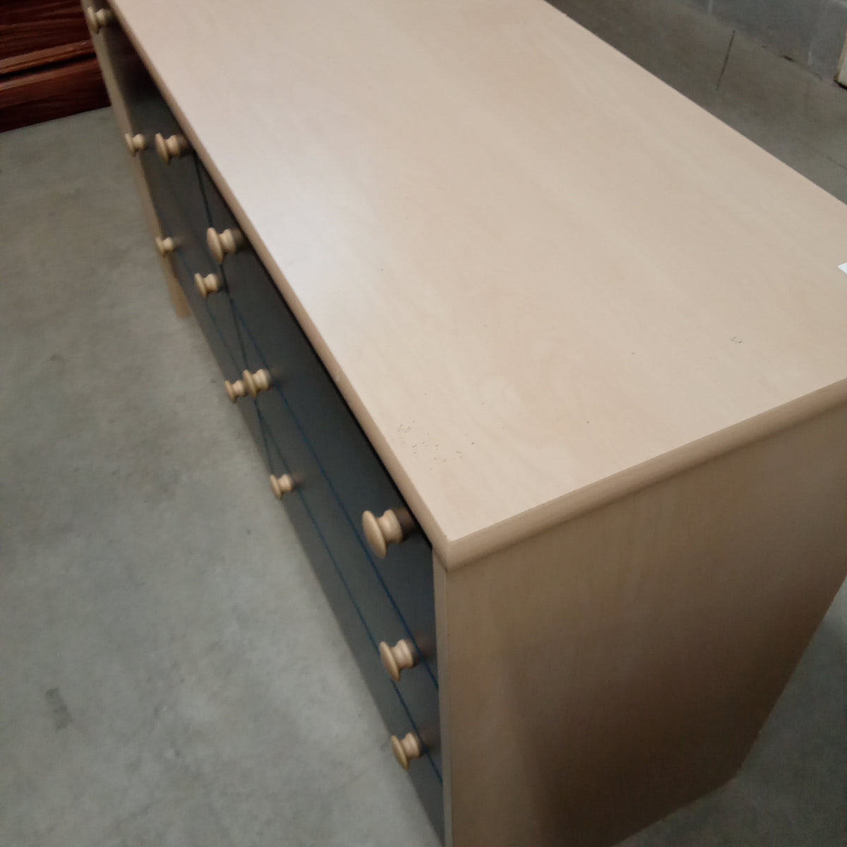 50"W 6-Drawer Dresser with Blue Drawers