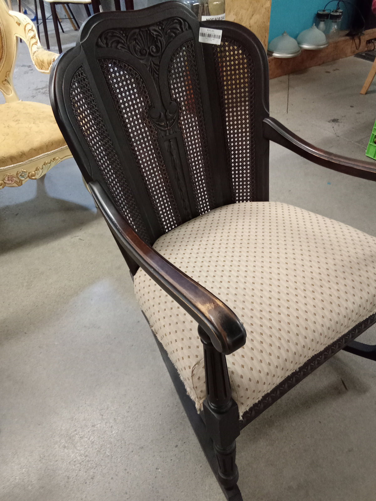24"W Wood Rocking Chair with Fabric Seat
