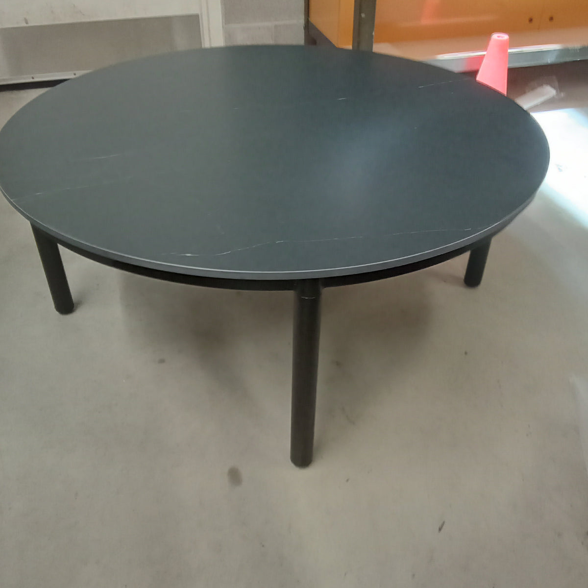 38"Diameter Steel Faux Slate Coffee Table