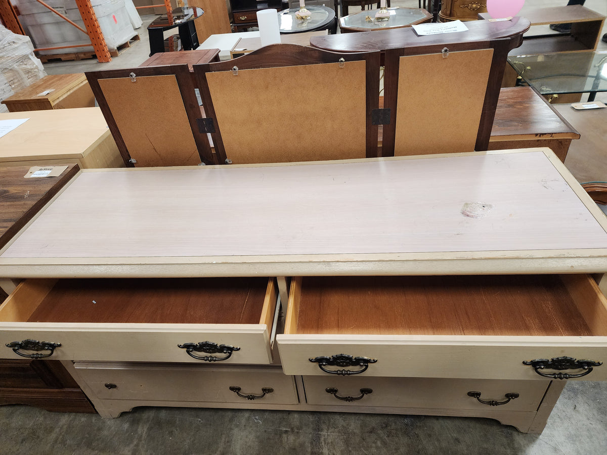 Cream & Pink Wooden 6 Drawer Dresser