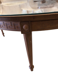 Round Wooden Coffee Table w/ Glass Top