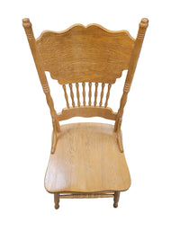 Round Pedestal Light Oak Table W/ Pressed Back Oak Chairs