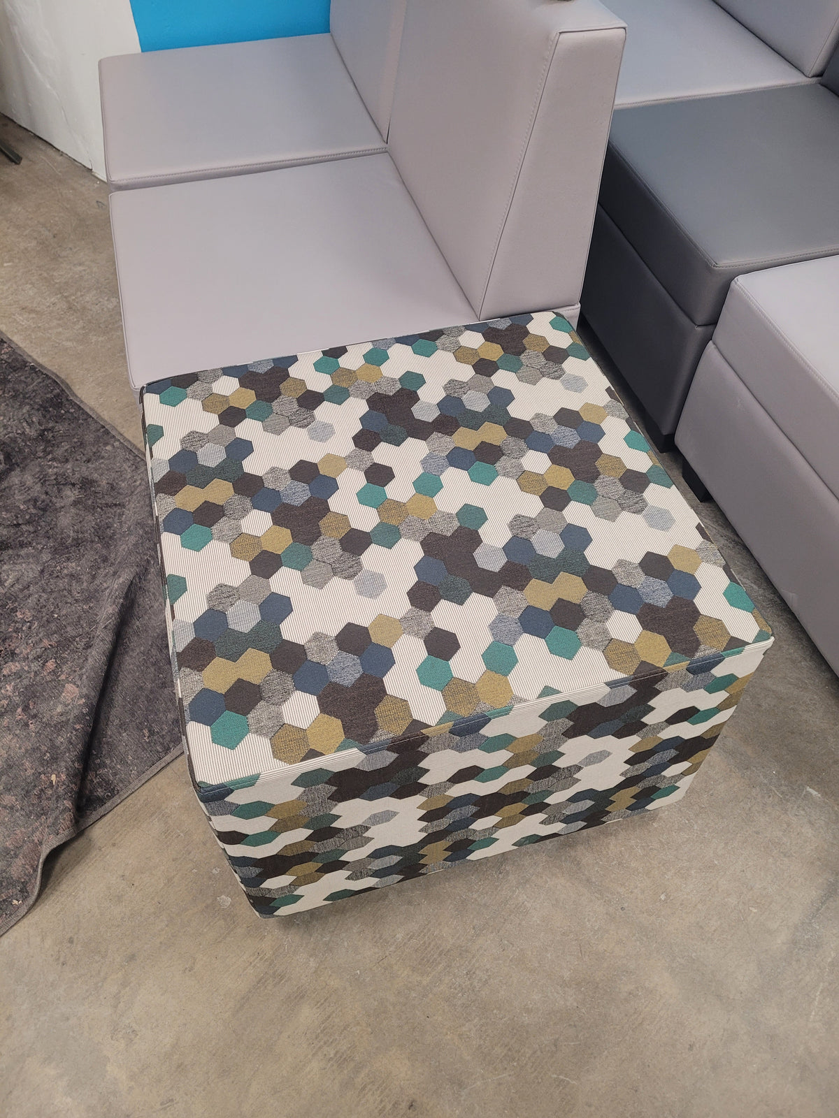 Honeycomb-Style Square Ottoman