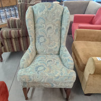 26"W Blue Fabric Wingback Armchair