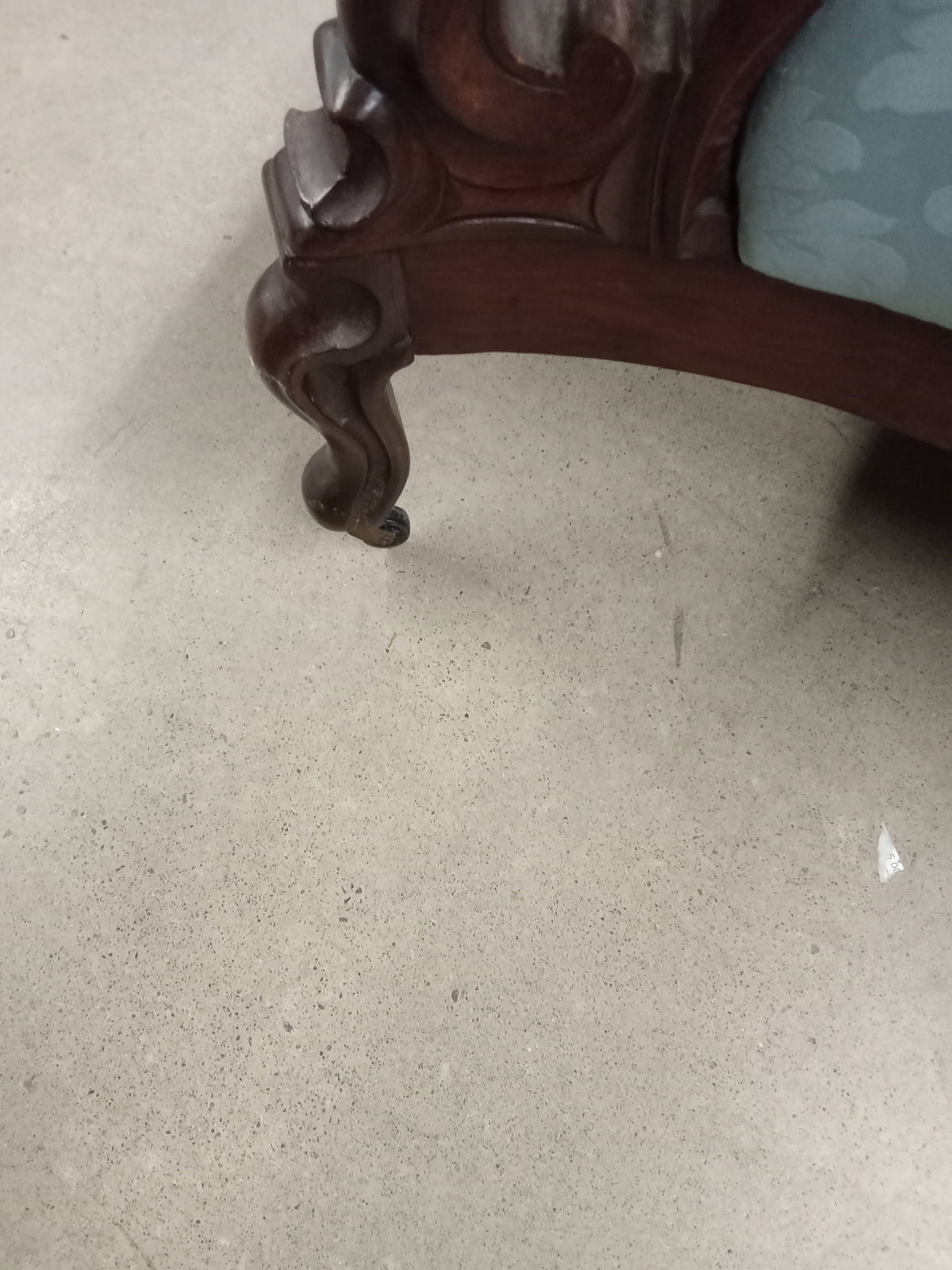 68"W Blue Fabric French Provincial Sofa