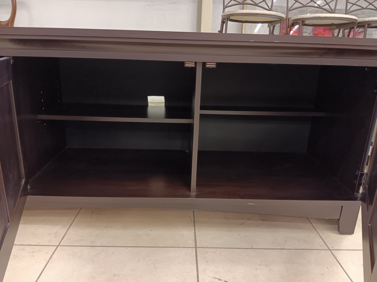 Dark Wood Media Console & Credenza