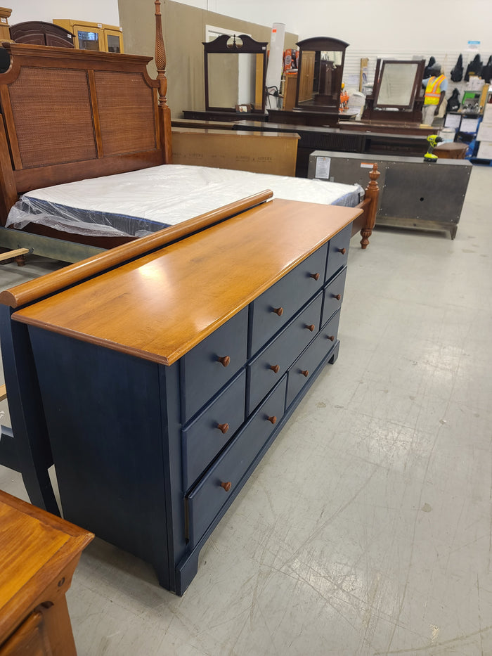 65" Brown and Blue Dresser with Mirror