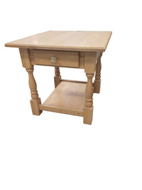 Solid Oak End Table W/ Brass Knob