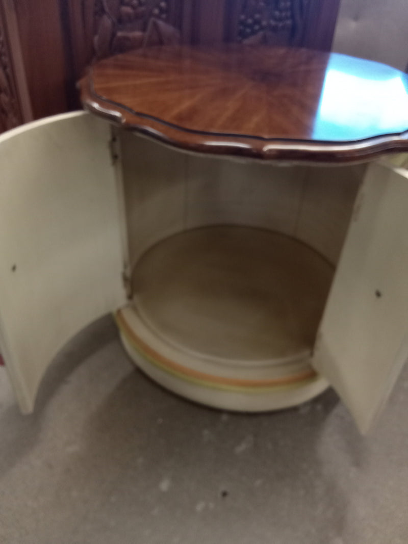 25"W Wooden Side Table With Unique Detailing