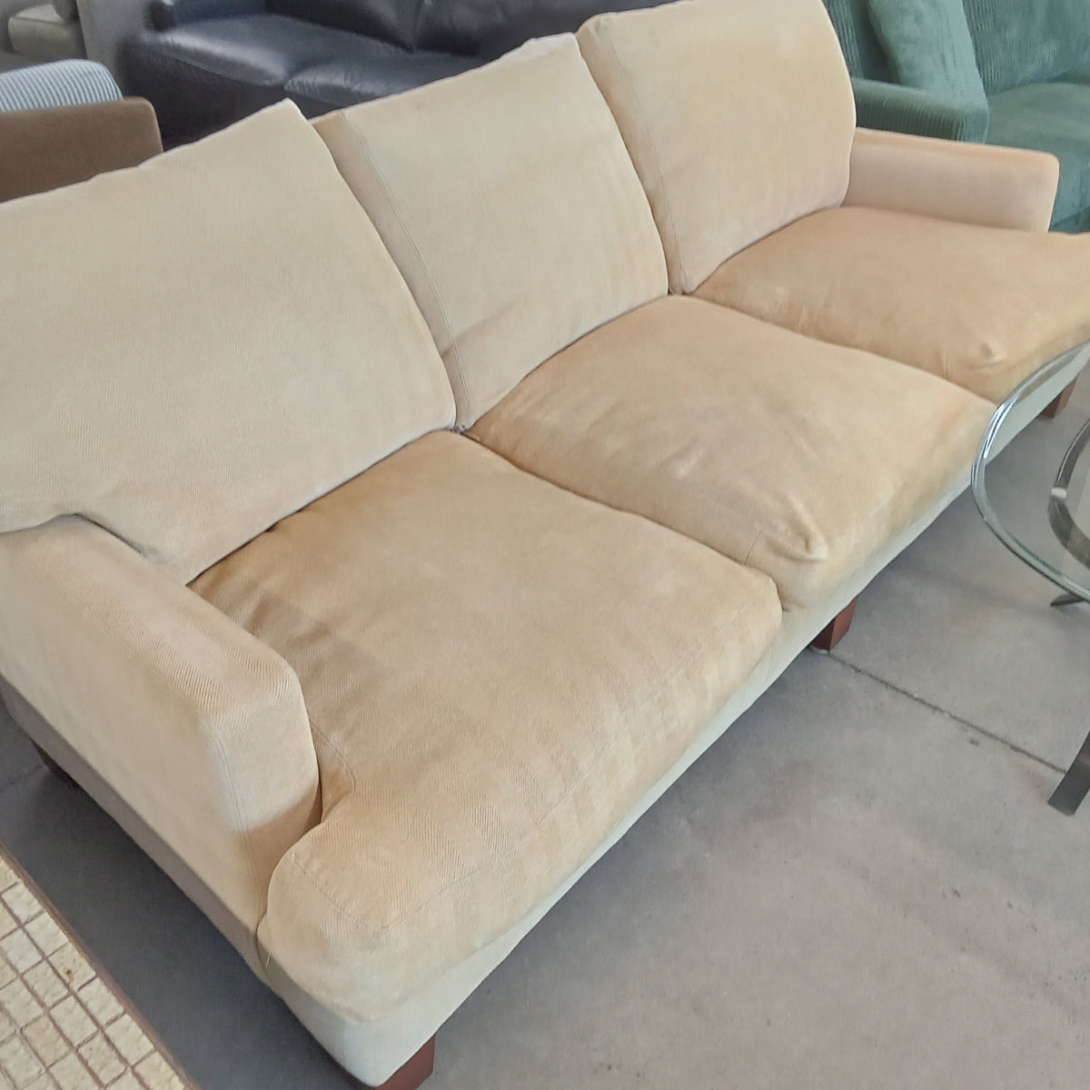 88"W 3-Seat Sofa in Yellow Fabric