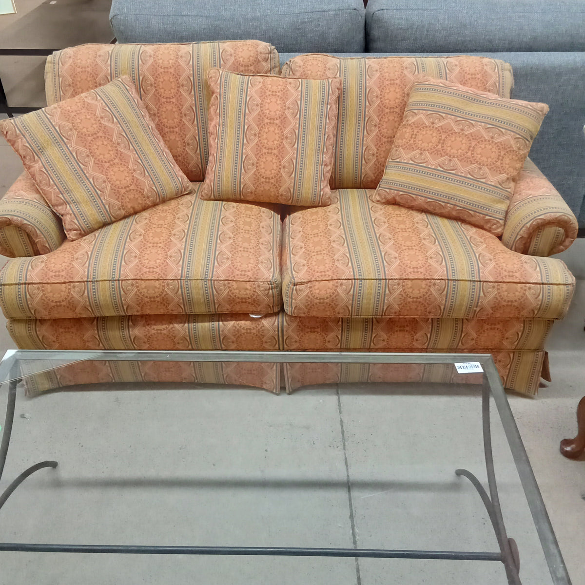 68"W Love Seat in Striped Fabric