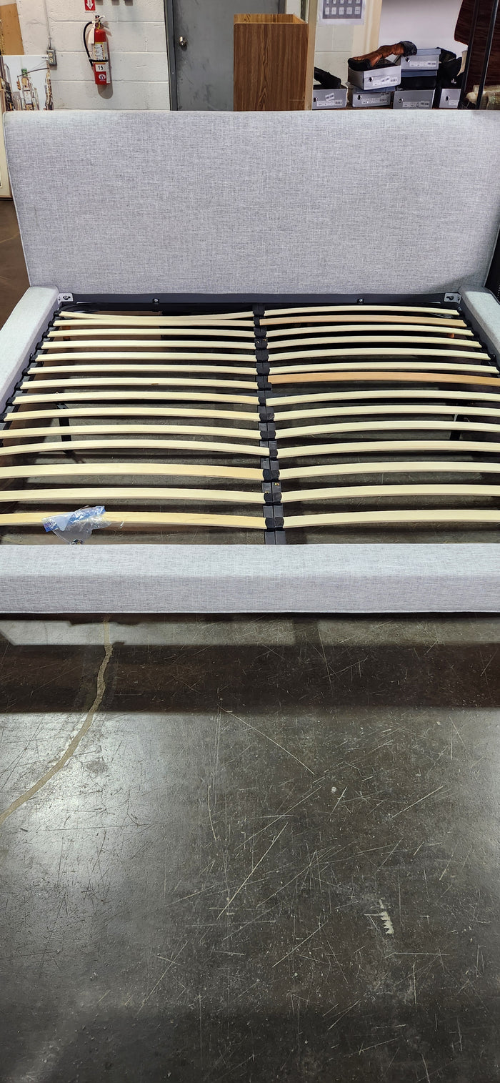Grey Upholstered King Size Bed