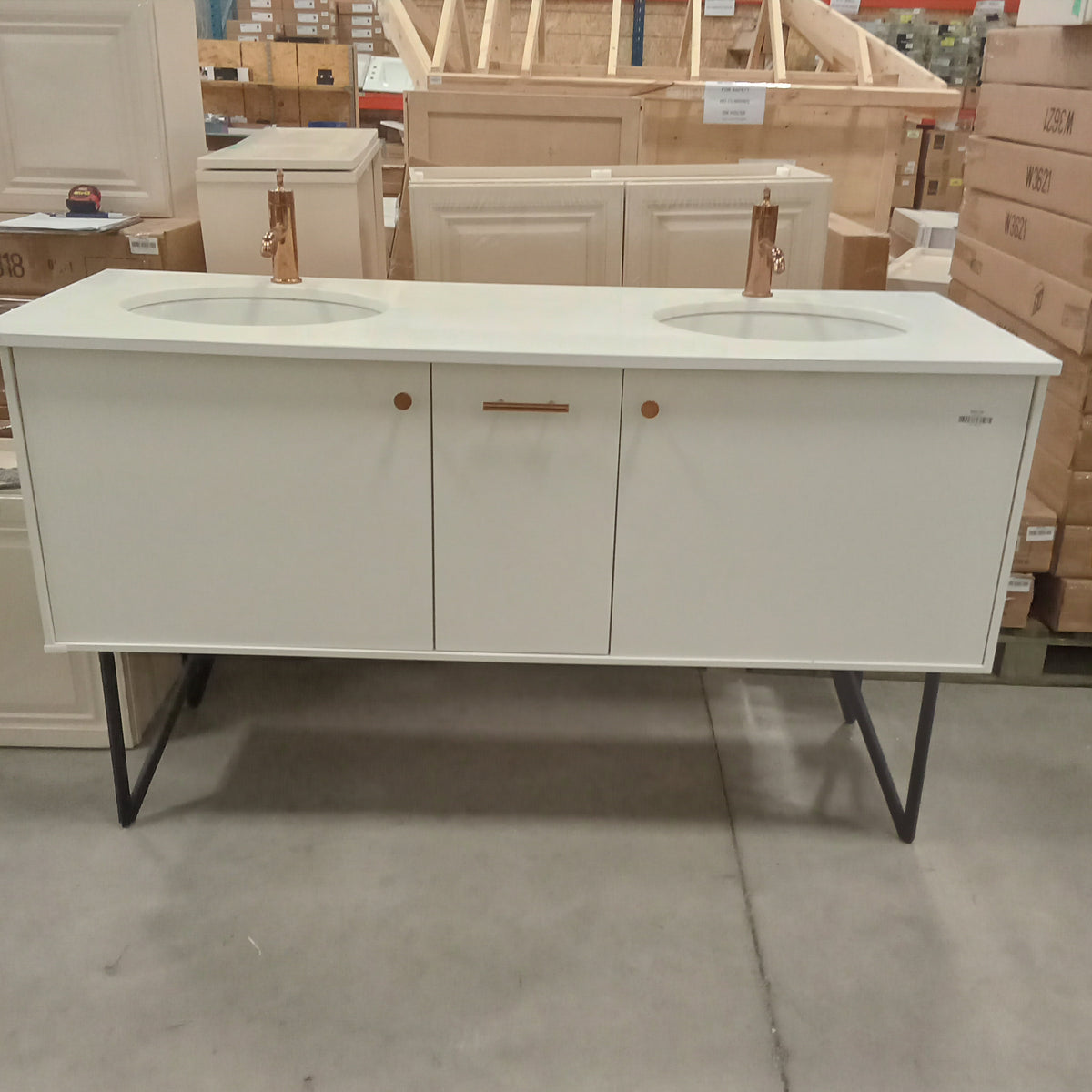 61.5"W Double Sink Vanity with Faucets