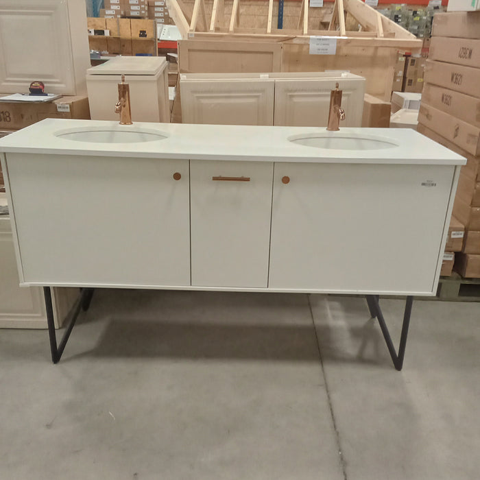 61.5"W Double Sink Vanity with Faucets