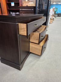 Dark Brown Buffet with Bow-Front Drawers