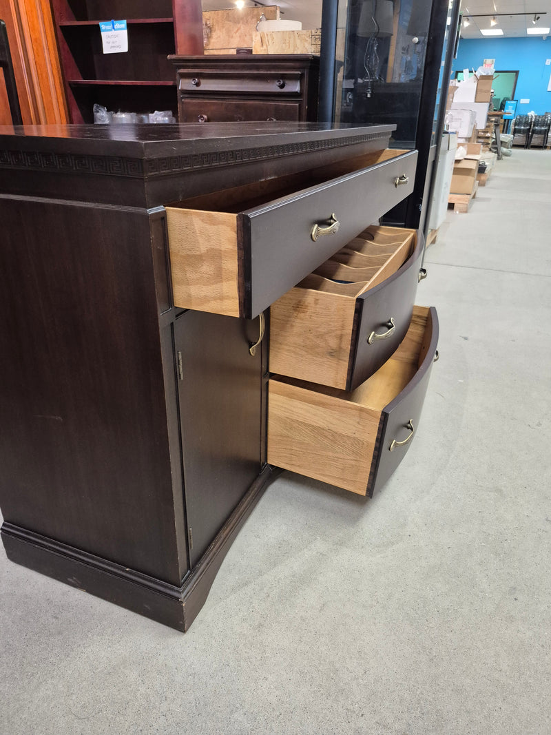 Dark Brown Buffet with Bow-Front Drawers