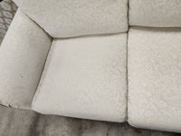 Light Cream Floral Loveseat with 2 Striped Cushions