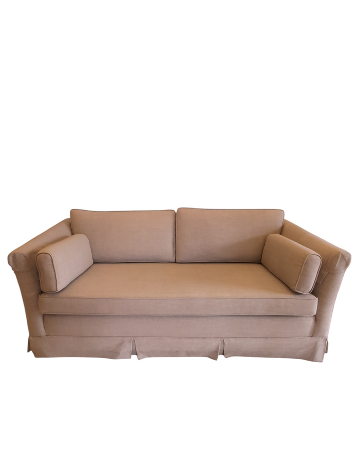 Beige Linen Upholstered Sofa